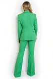 Green Peak Lapel One Button 2 Pieces Women Suits