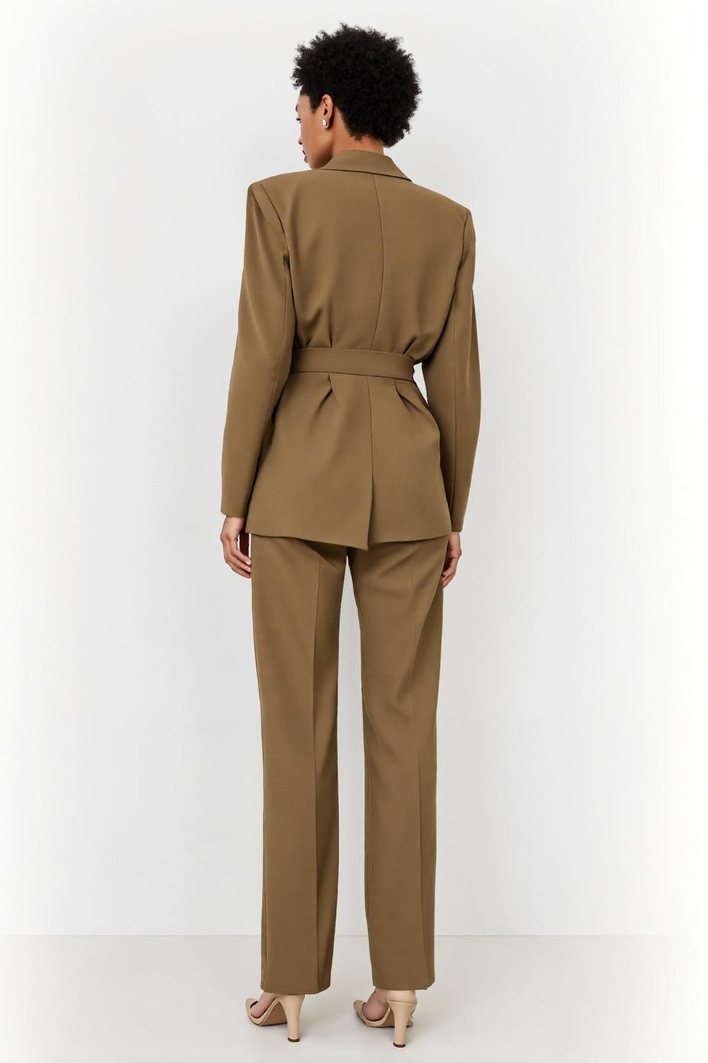 Brown 2 Piece Peak Lapel Double Breasted Women Suits