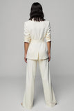 Ivory 2 Piece Peak Lapel Half Sleeves Women Suits with Belts