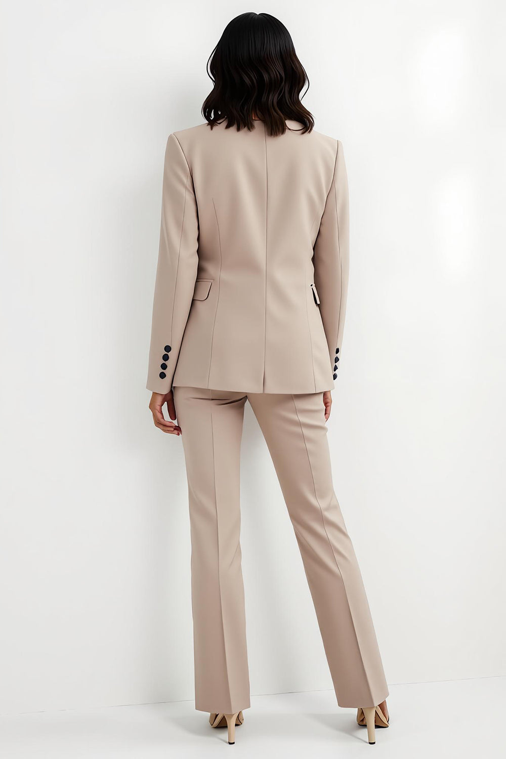Apricot 2 Piece Notched Lapel Women Suits