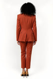 Brick Red Notched Lapel One Button 2 Pieces Women Suits
