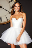 A Line Strapless Short White Homecoming Dress