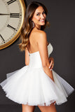 A Line Strapless Short White Homecoming Dress