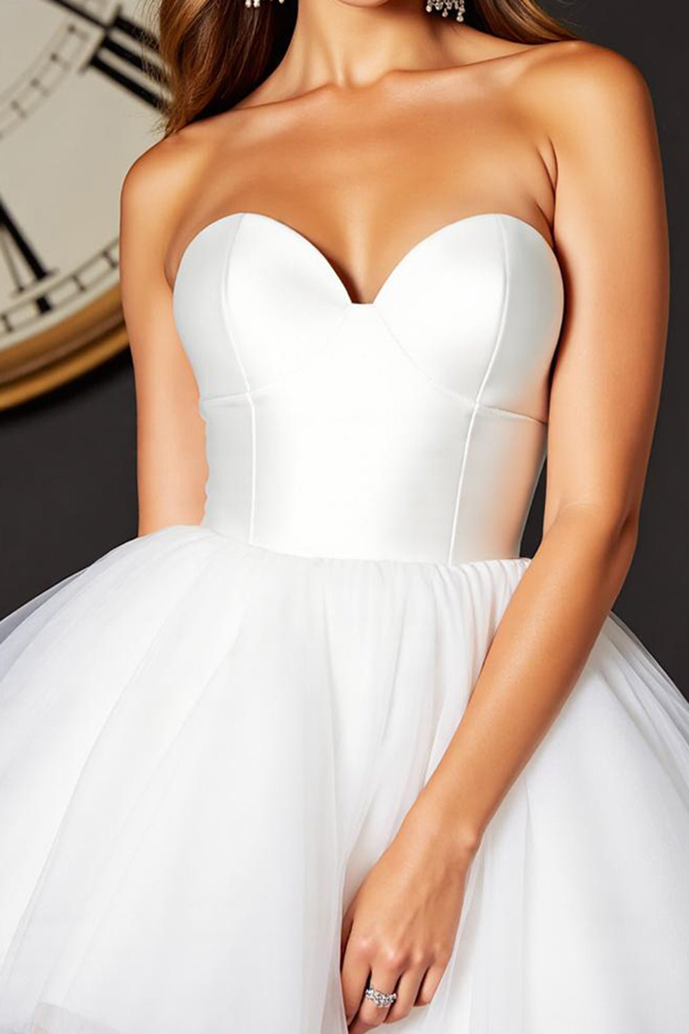 A Line Strapless Short White Homecoming Dress