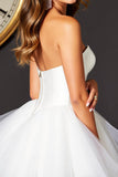 A Line Strapless Short White Homecoming Dress