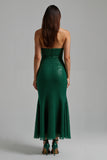 Sparkly Dark Green Strapless Sheath Long Holiday Dress
