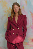 Burgundy 2 Piece Notched Lapel Women Suits