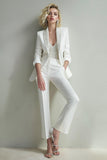 Sparkly White Sequins 2 Piece Shawl Lapel Women Suits with Pockets