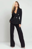 Black 2 Piece Double Breasted Women Suits with Sleeves