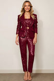 Sparkly Burgundy One Button 2 Piece Prom Suit