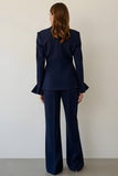 Navy Single Breasted Notched Lapel 2 Piece Work Suit