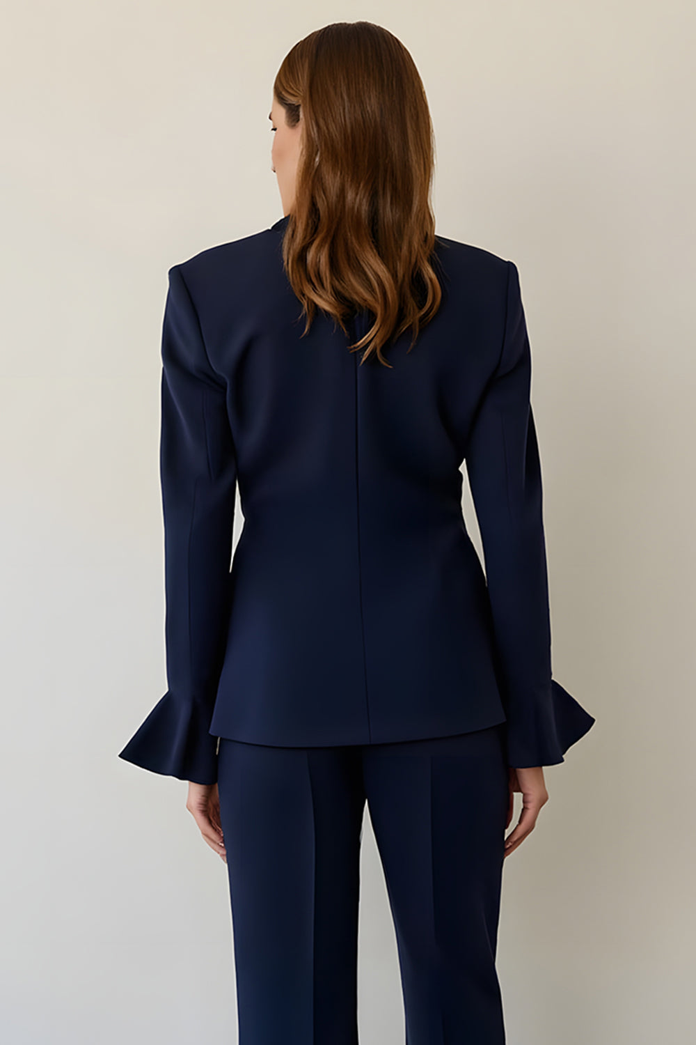 Navy Single Breasted Notched Lapel 2 Piece Work Suit