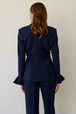 Navy Single Breasted Notched Lapel 2 Piece Work Suit