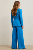 Blue Single Breasted 2 Piece Business Suits