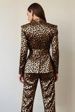 Gold Black Leopard Shawl Lapel 2 Piece Women Prom Suits