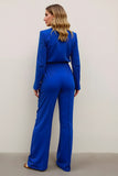 Royal Blue 2 Piece Satin Work Suits with Pockets