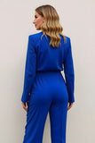 Royal Blue 2 Piece Satin Work Suits with Pockets