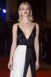 Black White Spaghetti Straps Satin A-Line Long Gala Dress with Slit