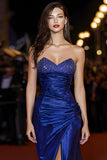 Sparkly Royal Blue Sweetheart Satin Mermaid Long Gala Dress with Beading