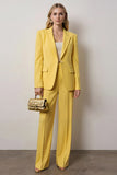 Yellow 2 Piece Peak Lapel Long Sleeves One Button Business Suits