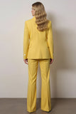 Yellow 2 Piece Peak Lapel Long Sleeves One Button Business Suits