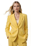Yellow 2 Piece Peak Lapel Long Sleeves One Button Business Suits