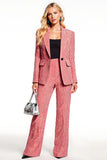 Red Plaid 2 Piece Notched Lapel Business Suits
