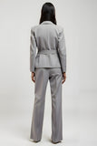 Grey Notched Lapel V Neck 2 Piece Women Suits with Pockets
