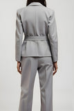 Grey Notched Lapel V Neck 2 Piece Women Suits with Pockets