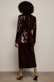 Sparkly Burgundy Sequins Women Suits with Sleeve
