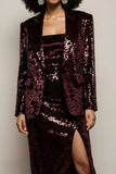 Sparkly Burgundy Sequins Women Suits with Sleeve
