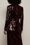 Sparkly Burgundy Sequins Women Suits with Sleeve