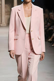 Pink Notched Lapel 2 piece Women Suits with Sleeve