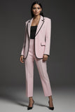 Pink 2 Piece Notched Lapel One Button Women Suits