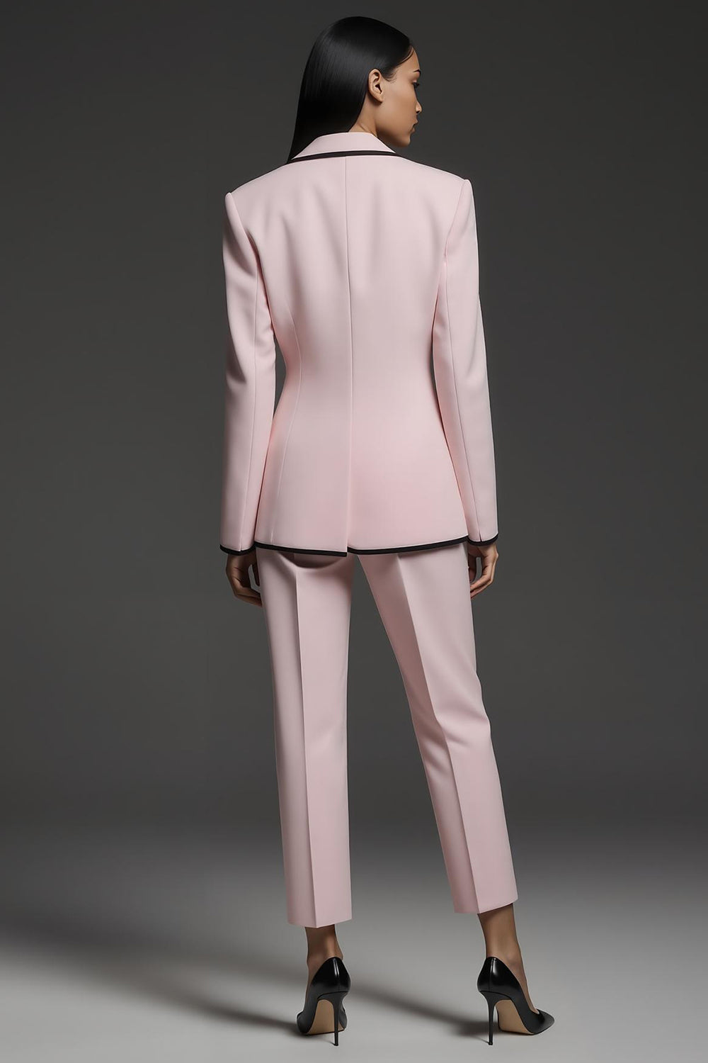 Pink 2 Piece Notched Lapel One Button Women Suits