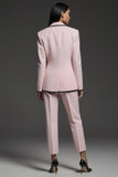 Pink 2 Piece Notched Lapel One Button Women Suits