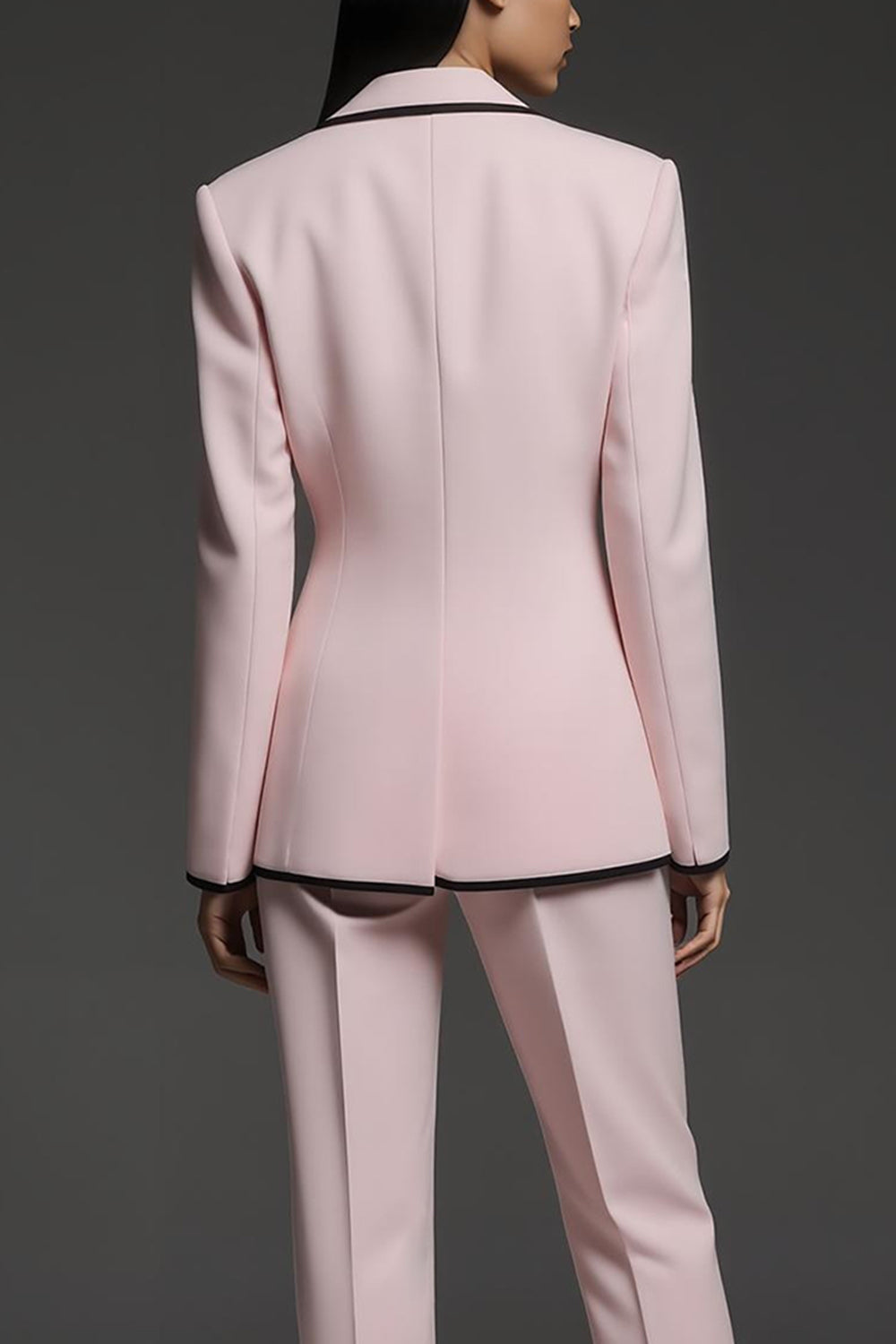 Pink 2 Piece Notched Lapel One Button Women Suits