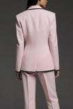 Pink 2 Piece Notched Lapel One Button Women Suits