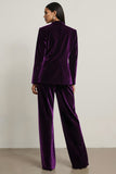Velvet Dark Purple Peak Lapel 2 Piece Women Suits