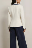 White Blue Peak Lapel One Button 2 Piece Women Suits