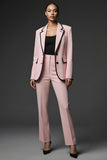 Pink Notched Lapel 2 Piece Women Suits with Pocket