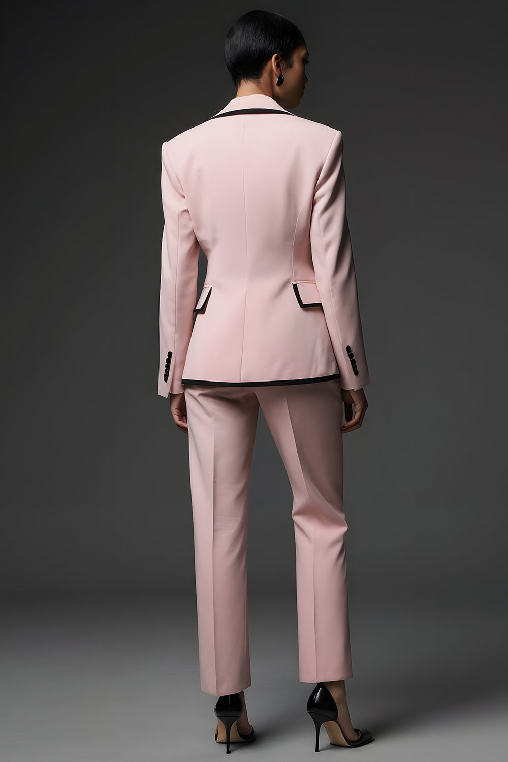 Pink Notched Lapel 2 Piece Women Suits with Pocket