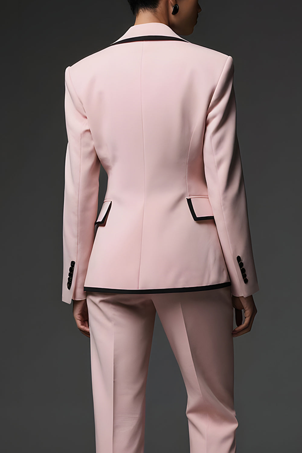 Pink Notched Lapel 2 Piece Women Suits with Pocket