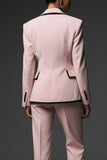 Pink Notched Lapel 2 Piece Women Suits with Pocket