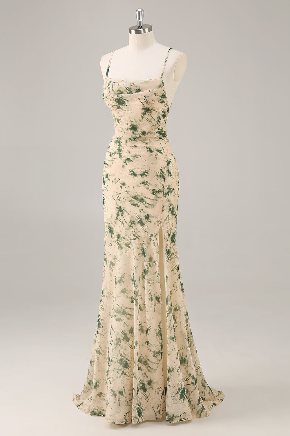 Champagne Flower Mermaid Bridesmaid Dress with Slit
