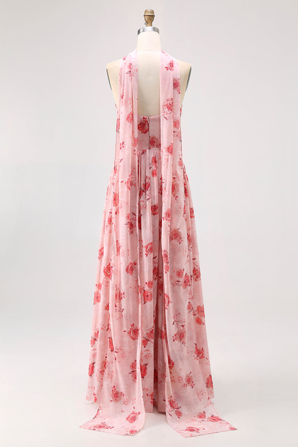 Strapless Blue Flower A-Line Printed Wedding Guest Dress with Slit