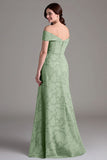 Eucalyptus A-Line Off The Shoulder Long Bridesmaid Dress