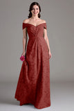 Eucalyptus A-Line Off The Shoulder Long Bridesmaid Dress