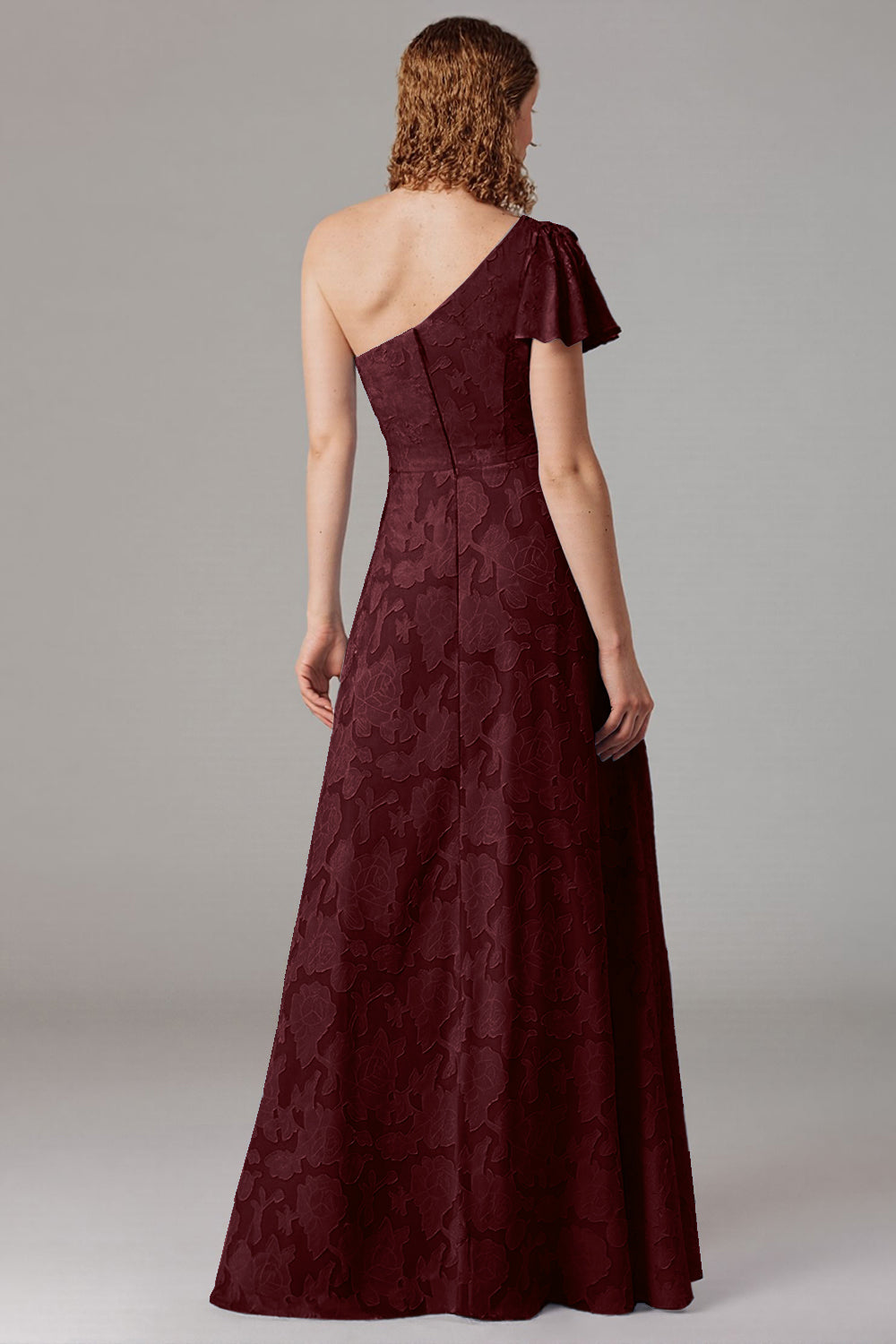 Dusty Blue A-Line One Shoulder Bridesmaid Dress with Slit