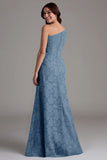 A-Line One Shoulder Ruched Eucalyptus Bridesmaid Dress